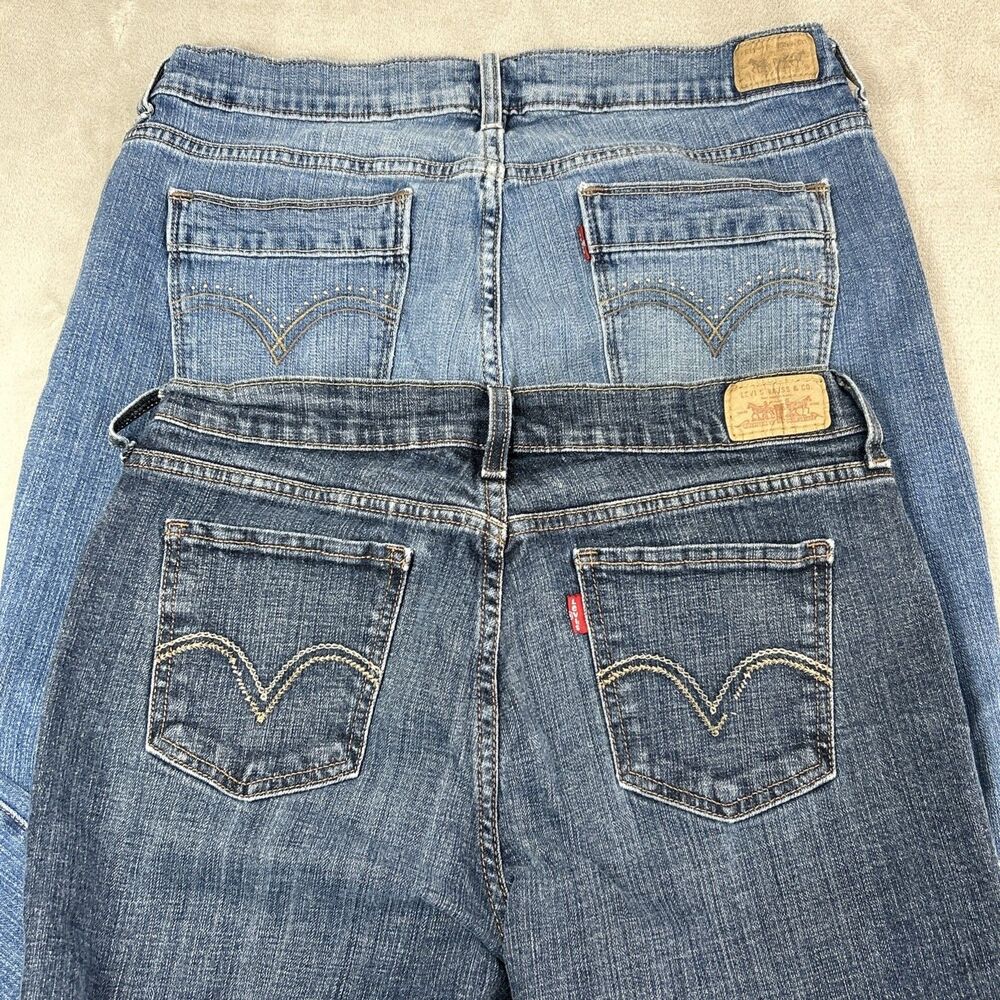 Levi's 515 Jeans Boot Cut Lot Womens 10 L/C Blue Mid Rise Flare Stud Denim